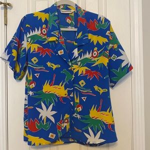 RARE Diane Von Furstenberg Tropical Blouse size 10 Vintage 80s